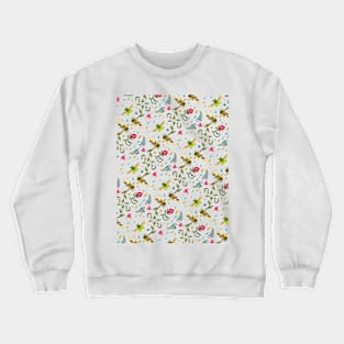 Sugarbird and Green Beetle Pattern Crewneck Sweatshirt